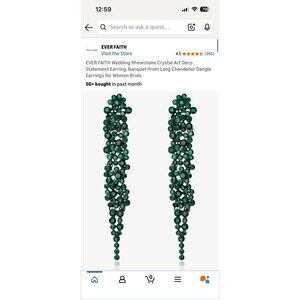 New EVER FAITH Green Rhinestone Crystal Dangling Earrings Art Deco Prom Wedding